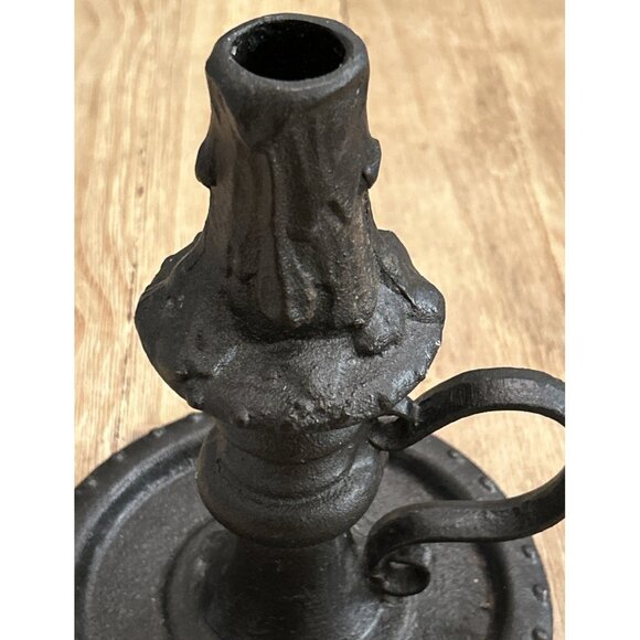 Vintage Cast Iron Candle Stick Holder Colonial Goth Scrooge Chamber Taper 8” - Picture 5 of 5